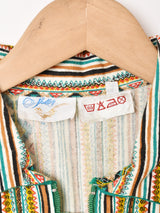 総柄 長袖ワンピース