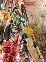 花柄 レース フリルカラー 長袖ワンピース