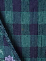 チェック×花柄 レイヤードデザイン 長袖ワンピース