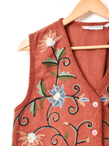 後染め 花刺繍 コットンベスト