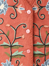 後染め 花刺繍 コットンベスト