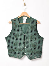 後染め 刺繍 コットンベスト