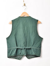 後染め 刺繍 コットンベスト