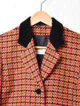 総柄 ベロア切り替え ジャケット