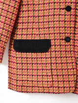 総柄 ベロア切り替え ジャケット