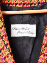 総柄 ベロア切り替え ジャケット