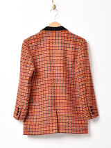 総柄 ベロア切り替え ジャケット