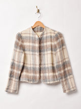 チェック ノーカラージャケット