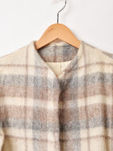 チェック ノーカラージャケット