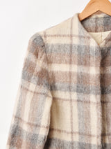 チェック ノーカラージャケット