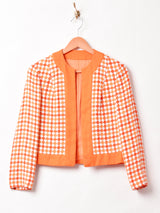 総柄 ノーカラージャケット