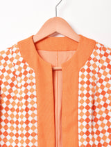 総柄 ノーカラージャケット