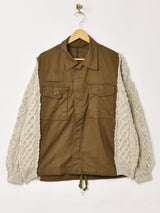 リメイク アランニット×ミリタリージャケット