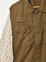 リメイク アランニット×ミリタリージャケット