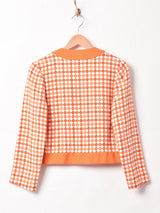 総柄 ノーカラージャケット