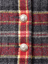 チェック ベロア スタンドカラー ジャケット