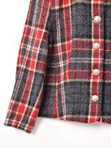 チェック ベロア スタンドカラー ジャケット