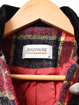 チェック ベロア スタンドカラー ジャケット