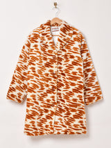 総柄 フェイクファーコート