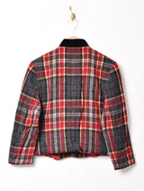 チェック ベロア スタンドカラー ジャケット