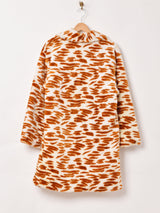 総柄 フェイクファーコート