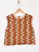 リメイク 70'sファブリック 総柄 スリーブレストップス