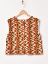 リメイク 70'sファブリック 総柄 スリーブレストップス