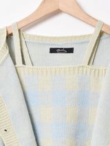 【2色展開】Meridianギンガムチェック キャミセットカーディガン