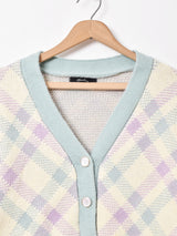 Meridianパステルカラー チェック柄カーディガン