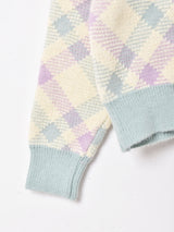 Meridianパステルカラー チェック柄カーディガン