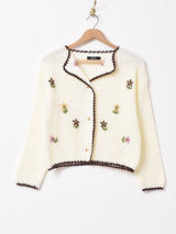 Meridianフラワー刺繍 カーディガン