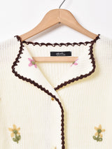 Meridianフラワー刺繍 カーディガン