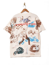 バイク 総柄 プリントTシャツ