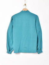 織り柄 長袖ブラウス