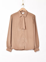 織り柄 ジャボカラー長袖ブラウス