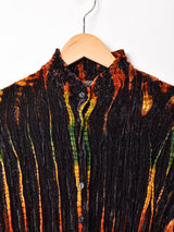 プリーツ シャツ長袖 ベロアシャツ