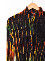 プリーツ シャツ長袖 ベロアシャツ