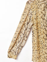 パイソン柄 ラメ長袖シャツ