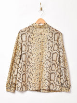 パイソン柄 ラメ長袖シャツ