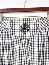 オーストリア製 ギンガムチェック 刺繍 レースアップスカート