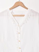 レースデザイン 長袖ブラウス