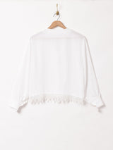 レースデザイン 長袖ブラウス