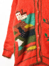 風景 ビッグシルエット モヘアカーディガン