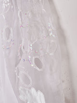 フランス製 刺繍 スパンコール パフスリーブブラウス