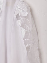フランス製 刺繍 スパンコール パフスリーブブラウス