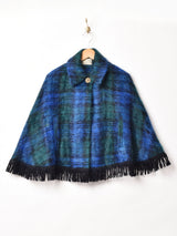 70's   スコットランド製 チェック モヘアケープ