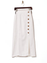 サイドボタン リネン タイトスカート