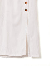 サイドボタン リネン タイトスカート