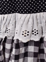 ドット×ギンガムチェック マキシ丈 ティアードスカート