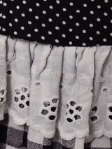 ドット×ギンガムチェック マキシ丈 ティアードスカート